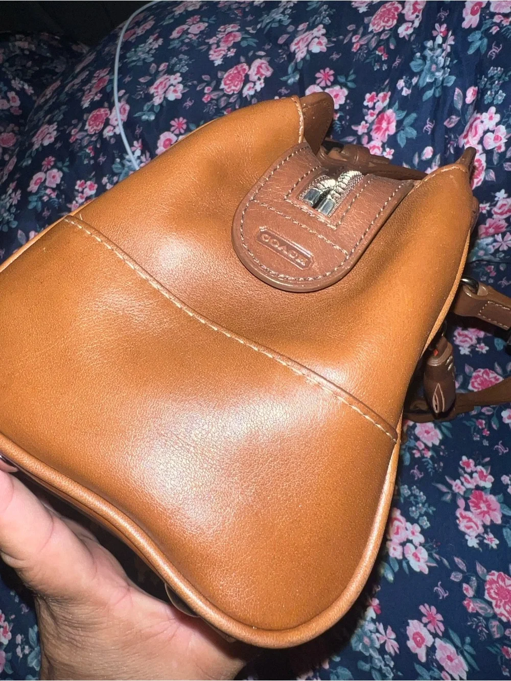 Vintage Coach Hamilton cognac brown glovetanned leather satchel No7465
